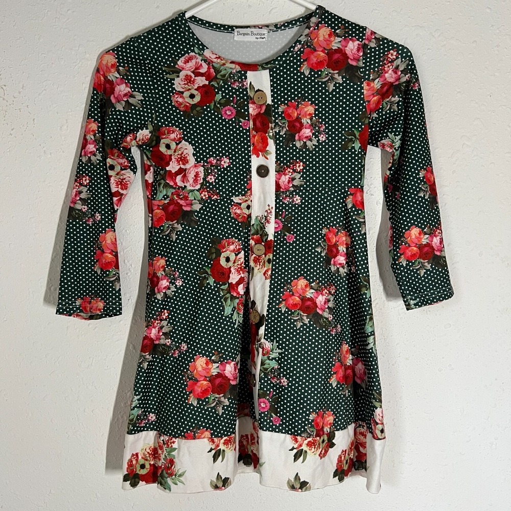Girls Floral Dress Bargain Boutique by P & P Long Sleeve Size XL (maybe 8-10)